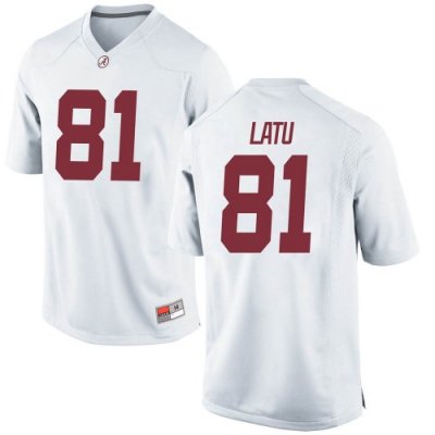 Men's Alabama Crimson Tide #81 Cameron Latu White Game NCAA College Football Jersey 2403CUQJ7